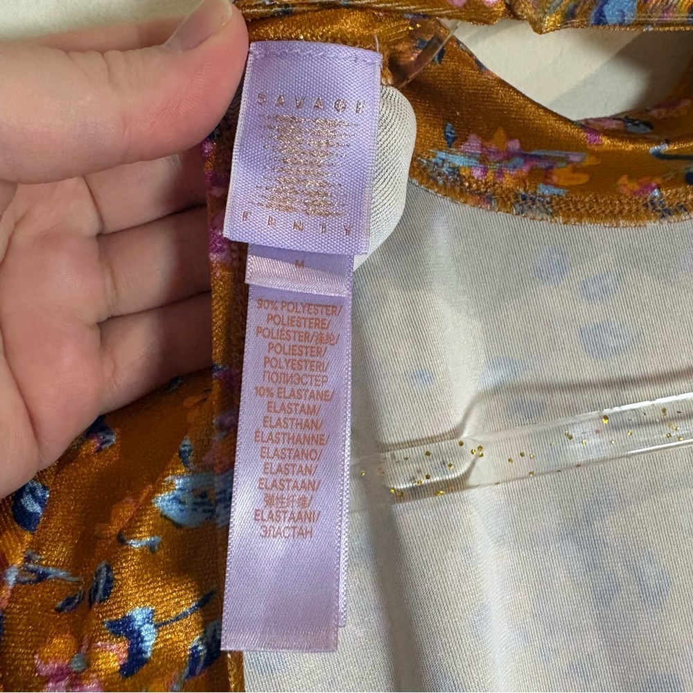 Savage X Fenty Psychedelic Velvet Slip Dress Distorted Bloom Open Back Medium - Picture 7 of 8